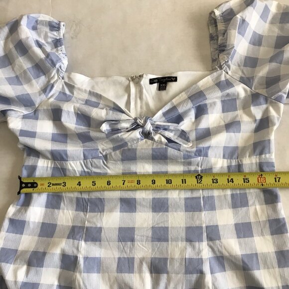 City Triangles Blue White Gingham Dress Puff Sleeve Mini Plus Size‎ 2XL - Picture 8 of 10
